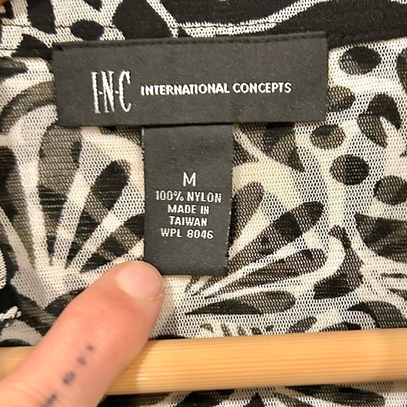 Vintage INC International Concepts Black Ruffle Neck Button Up Blouse Sheer Y2K - Picture 7 of 7